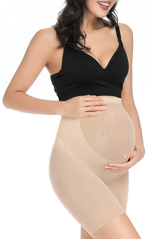 Beige Seamless Maternity Shapewear,Prevent Thigh Chaffing, Belly Support