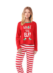 WHAT THE ELF Matching Family Christmas Holiday Pajamas Family Pjs Set Xmas Jammies Sleepwear