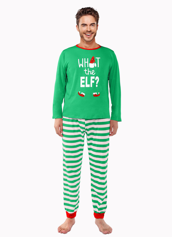 WHAT THE ELF Matching Family Christmas Holiday Pajamas Family Pjs Set Xmas Jammies Sleepwear